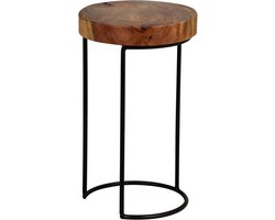 Bijzettafel massief hout - Boomstam tafel - Woonkamer decoratie - Handgemaakt uniek stuk - 28 cm breed - Donker hout