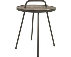 Bijzettafel – Massief hout en staal – Met handgreep – 50 cm breed, 50 cm diep, 65 cm hoog – Praktisch design