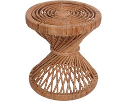 Bijzettafel MCW-M31, bloementafel rotan salontafel, rond 43x38x38cm, naturel Kubu rotan