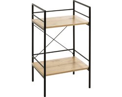 Bijzettafel – MDF en staal in houtoptiek – Rechthoekig design – 34 cm breed, 27 cm diep, 62 cm hoog