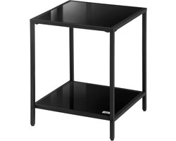 Bijzettafel met 2 etages - Salontafel Koffietafel - Opbergen en decoreren - Gehard glazen platen