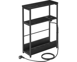 Bijzettafel met 3 Planken - Smalle Bijzettafel - Accenttafel - Zwart - 18cm x 45cm x 58cm