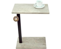 Bijzettafel met betonlook - Laptoptafel van metaal - Voor het plaatsen van objecten - Modern tijdloos design - 45 x 25 x 50 cm - Betonlook