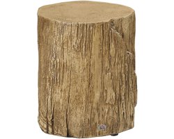 Bijzettafel met boomstronk - look - verstelbare pootjes - 37 cm x 37 cm x 43 cm - betonbruin