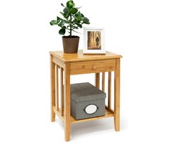 bijzettafel met lade - bamboe - nachtkastje - telefoontafel console - tafeltje