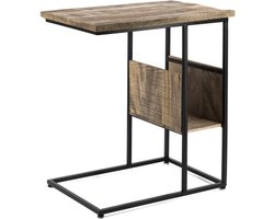 Bijzettafel met Magazinehouder van Mangohout - Bijzettafels - Laptoptafel - Bijzettafeltje - Tafeltje - 55 cm