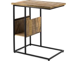 Bijzettafel met Magazinehouder van Mangohout - Bijzettafels - Laptoptafel - Bijzettafeltje Woonkamer - Tafeltje - 55 cm