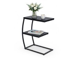 Bijzettafel met opbergruimte - 58,5 cm hoog - voor bank - zwart