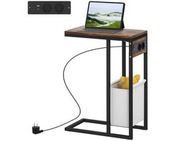 Bijzettafel met stopcontact - Computertafel met USB-aansluiting - Tafeltje - Banktafel - Laptop standaard