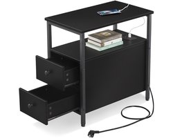 Bijzettafel met stopcontact - zwart