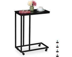 bijzettafel met wieltjes - 79 x 60 x 30 cm - onder bank - zwart