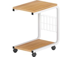 Bijzettafel met wieltjes - koffietafel 51 x 30 x 56 cm - laptoptafel met wielen