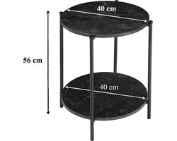 Bijzettafel met Zwart Marmer Effect - Dia. 40 cm