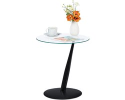 Bijzettafel modern zwart van glas en staal - Ø 49 x 45 cm - woonkamer aankleding
