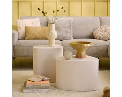 Bijzettafel Montignac - MDF - Wit - 39x45x41 cm (BxHxD - Waterdicht Coating met Structuur - Organisch