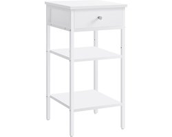 Bijzettafel / nachtkastje - 35x35 cm - hoogte 70 cm - met één lade en 2 legplanken - wit