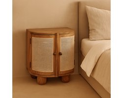 Bijzettafel / Nachtkastje Industrieel Design | Mangohout en Staal | 45x35x50 - Bijzettafel Industrieel Met Lade - Nachtkastjes Landelijk Hout / Metaal - Nachtkastje met Lade - 45 cm x 35 cm x 50 cm