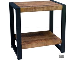 Bijzettafel / Nachtkastje Industrieel Design | Mangohout en Staal | 60x40x60