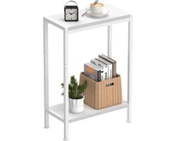 Bijzettafel - Nachtkastje Tafel - Ruimte Besparen - Smal Ontwerp - 20x43x57 cm - Wit