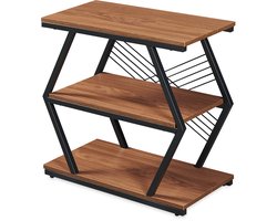 Bijzettafel Nolarg met 3 planken 65x30x61 cm zwart en walnootkleurig [en.casa]