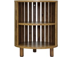 Bijzettafel, opbergtabel, nachttafel, salontafel met 2 open vakken, het roosterontwerp zorgt voor goede ventilatie, stevig en duurzaam houten frame, geschikt voor woonkamer, keuken en slaapkamer, 40 x 40 x 50 cm, naturel.