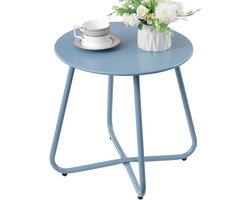 Bijzettafel Outdoor - Balkontafel Tuin - Buiten Meubilair - Verstelbare Poten - 45 cm Hoog - Grijsblauw