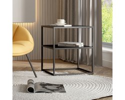 Bijzettafel Raahe met plank 50,5x45x40 cm zwart