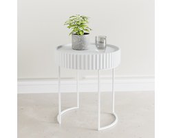 Bijzettafel Rill rond 46x40 cm wit [en.casa]