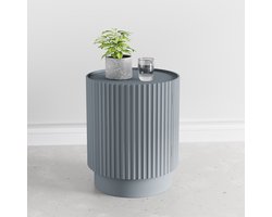 Bijzettafel Rill rond met deur en 2 opbergvakken 49x40 cm grijs [en.casa]