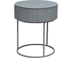 Bijzettafel Rill rond met lade 46x40 cm grijs [en.casa]
