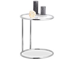 bijzettafel rond - 45 cm - metalen frame - glas - woonkamer - zilver