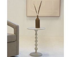 Bijzettafel Rond - Grijs Aluminium - 38x38x56cm - Fresia - Giga Meubel
