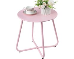 Bijzettafel Rond - Kleine Tafel - Buiten Gebruiken - Verstelbare Hoogte - 43 cm Diameter - Roze