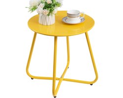 Bijzettafel Rond - Kleine tuintafel - Buiten gebruik - Verstelbare hoogte - 45 cm hoog - Geel