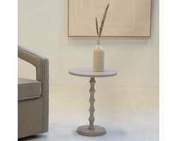 Bijzettafel Rond - Metaal Beige - 40x40x51,5cm - Fiene - Giga Meubel