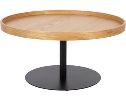 Bijzettafel Rond - Naturel Eiken Fineer - 70x70x35cm - Yuri - Giga Meubel