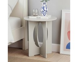 Bijzettafel rond - Tafel Serveer - Decoratief Gebruik - Veelzijdig Inzetbaar - 49x40 cm - Taupe
