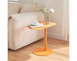 Bijzettafel Rond - Tafelblad Metaal - Woonkamer Decoratie - Stabiel Metalen Frame - Ø50 cm - Oranje