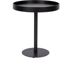 Bijzettafel Rond - Zwart Eiken Fineer - 45x45x40cm - Yuri - Giga Meubel