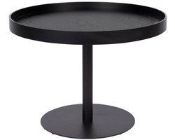 Bijzettafel Rond - Zwart Eiken Fineer - 56x56x40cm - Yuri - Giga Meubel