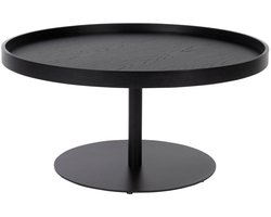 Bijzettafel Rond - Zwart Eiken Fineer - 70x70x35cm - Yuri - Giga Meubel
