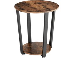 Bijzettafel - Ronde Bijzettafel - Banktafel - Nachtkast - Woonkamertafel - Vintage Bruin / Zwart