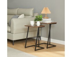 Bijzettafel Salem set van 2 zwart en walnootkleurig [en.casa]