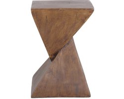 Bijzettafel - Salon tafel - Bijzettafel buiten en binnen - 31x31x46 cm - Lichtgewicht Beton - 8.5 kg - Natuurlijk Hout