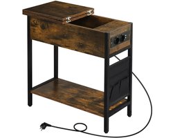 Bijzettafel - Salontafel - Bijzettafel met Laadstation - 2 USB Poorten - Nachtkastje - Woonkamer - Slaapkamer - 60 × 61 × 30 cm (B × H × D)