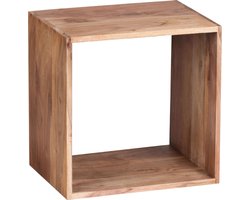 Bijzettafel - Salontafel - Kubus - Handgemaakt - Hout - Bruin - 43.5x33x43.5 cm