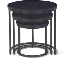 Bijzettafel / Salontafel 'Plano' 3-delig Mango Hout Zwart