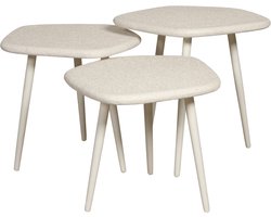Bijzettafel Saumur - MDF - Wit - 41x35x41 / 41x40x41 / 41x45x41 cm (BxHxD) - Set 3 stuks