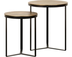 Bijzettafel (set 2 stuks) Mende - Metaal - Antiek brons / Zwart - 36x45x36 / 46x54x46 cm (BxHxD)