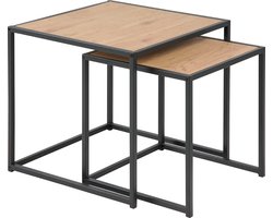 Bijzettafel Set Chelsea Eik - Zwart